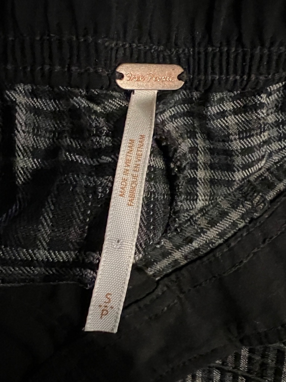 #770 Free People Nice Choice Pull On Plaid Pants Up Pants Midnight Combo Small - Picture 13 of 13